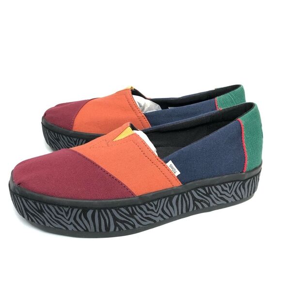 Toms Alpargata Boardwalk Multicolored/Zebra Platform Slip on Sneakers Size 6 - Picture 4 of 6